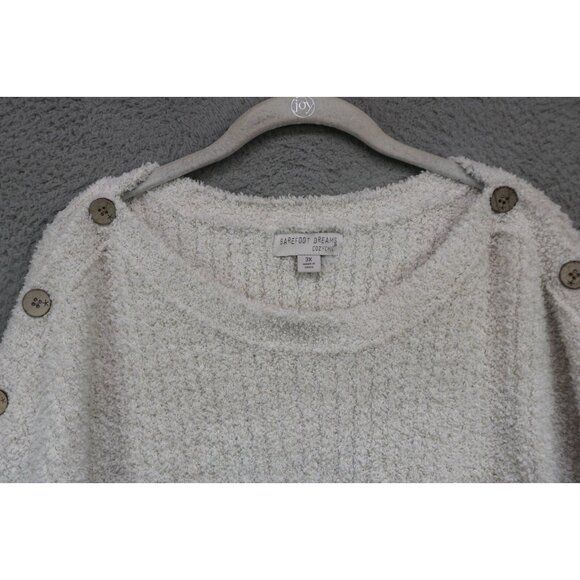 Barefoot Dreams Cozy Chic Ivory Plush Long Sleeve Sweater-3X-Soft - Picture 5 of 11